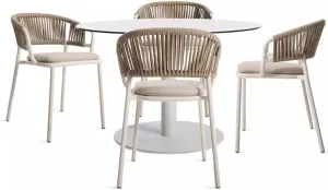 5 Piece Outdoor Patio Chairs Set with Imitation Marble Table, Patio Dining Set for Deck Beach Yard