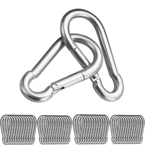 50 Pack 3Inch Safety Spring Snap Hook, Ailengy 5/16I Galvanized Steel Quick Link Carabiner Clip Hooks, Heavy Duty Steel Clip Buckle for Camping Hiking, Hiking Boating, Fishing, and Traveling
