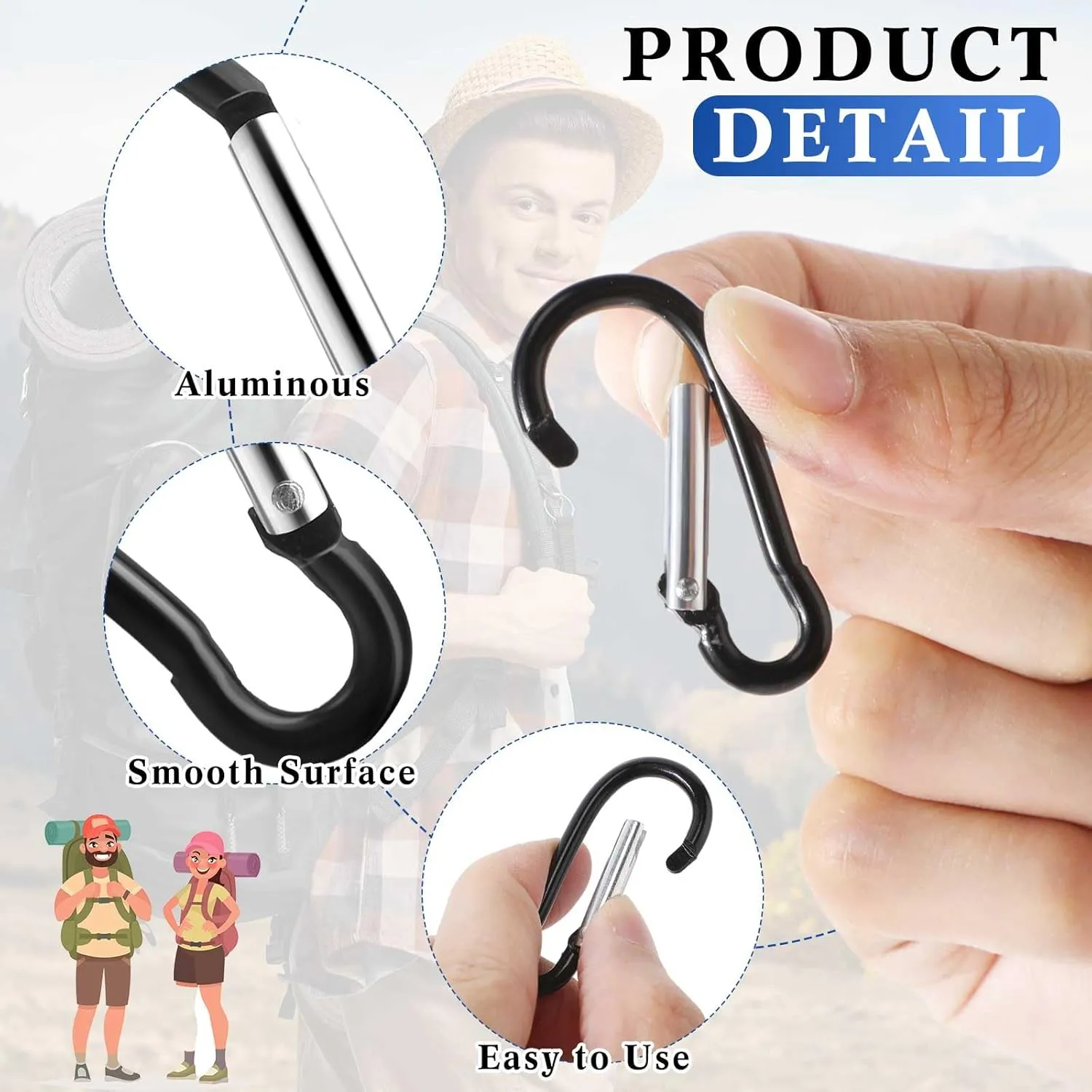 500 Pcs 2" Spring Snap Hooks Bulk Small Aluminum Alloy Clip Keychain Spring Snap Hook for Hanging Camping Hiking Traveling Fishing Outdoor