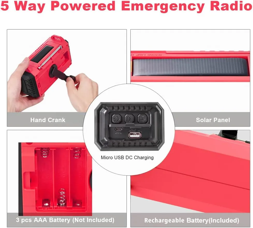 5000mAh Weather Alert Radio, AM/FM/SW/NOAA Radio, Solar Hand Crank Portable Survival Emergency Radio,Rechargeable Battery Power Bank USB Cellphone Charger,Camping Flashlight Lantern,SOS Alarm,Compass