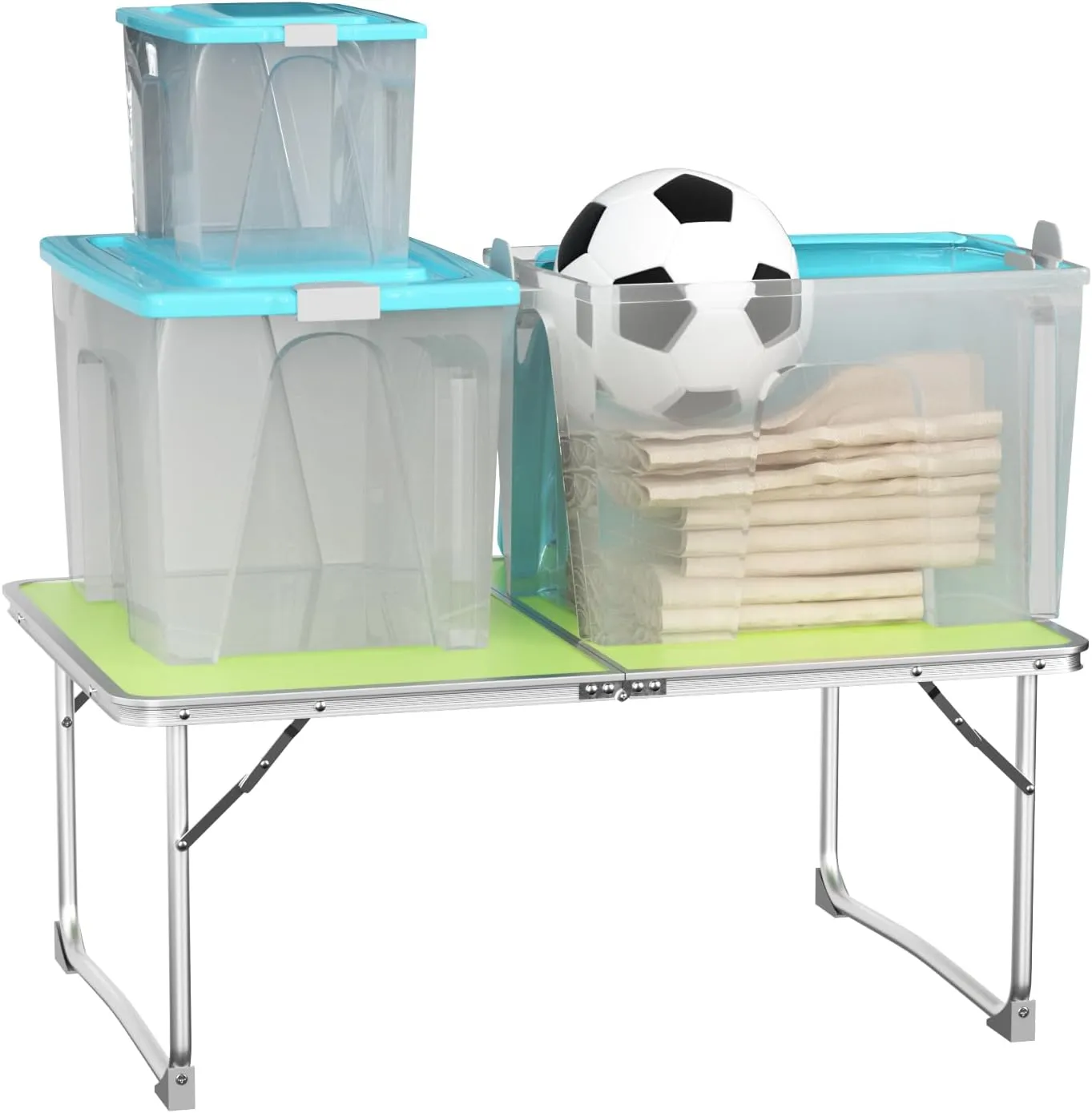 60 x 40 x 26cm - Folding Camping Table Wedding Table, Portable Foldable Picnic Tables for Outdoor Indoor Catering Garden Party Buffet Coffee Card Barbecue, with Carrying Handle, Easy to Clean, Green