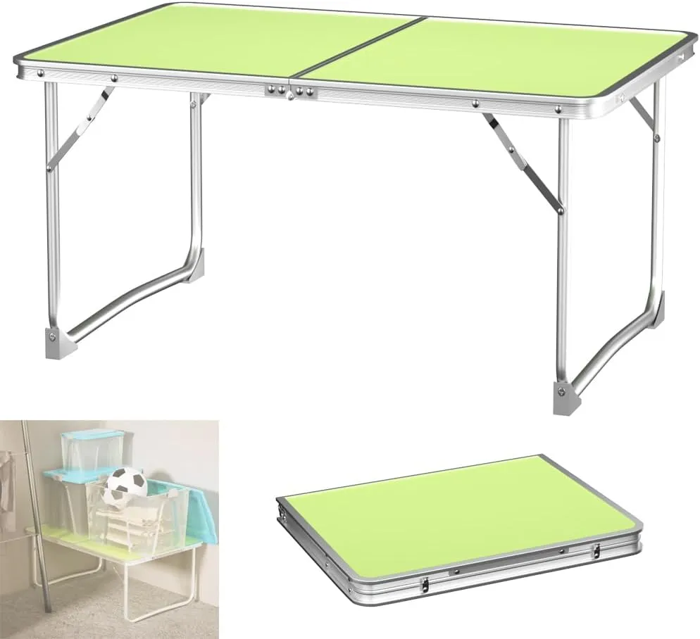 60 x 40 x 26cm - Folding Camping Table Wedding Table, Portable Foldable Picnic Tables for Outdoor Indoor Catering Garden Party Buffet Coffee Card Barbecue, with Carrying Handle, Easy to Clean, Green