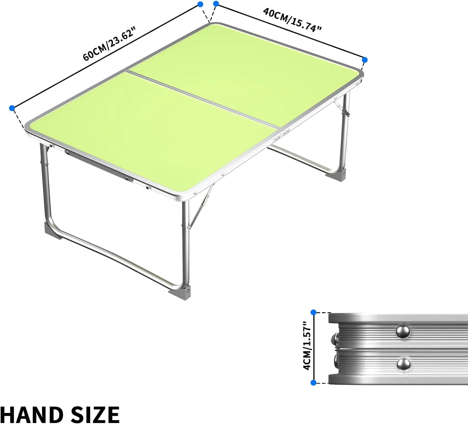60 x 40 x 26cm - Folding Camping Table Wedding Table, Portable Foldable Picnic Tables for Outdoor Indoor Catering Garden Party Buffet Coffee Card Barbecue, with Carrying Handle, Easy to Clean, Green