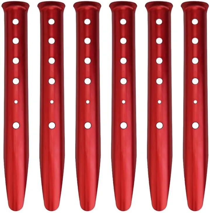 6PCS Snow Sand Tent Stakes Pegs, Aluminum Alloy U-Shaped Sand Tent Pegs Heavy Duty Ground Nails For Sand Snow Soft Soil Grass(red)