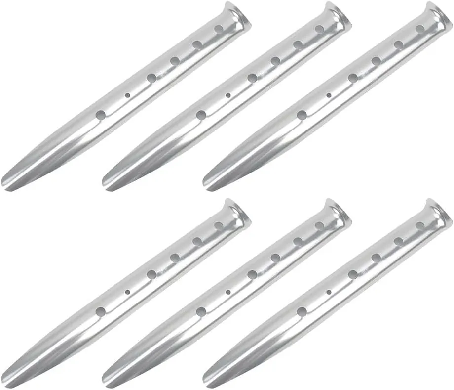 6PCS Snow Sand Tent Stakes Pegs, Aluminum Alloy U-Shaped Sand Tent Pegs Heavy Duty Ground Nails For Sand Snow Soft Soil Grass(silver)