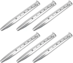 6PCS Snow Sand Tent Stakes Pegs, Aluminum Alloy U-Shaped Sand Tent Pegs Heavy Duty Ground Nails For Sand Snow Soft Soil Grass(silver)