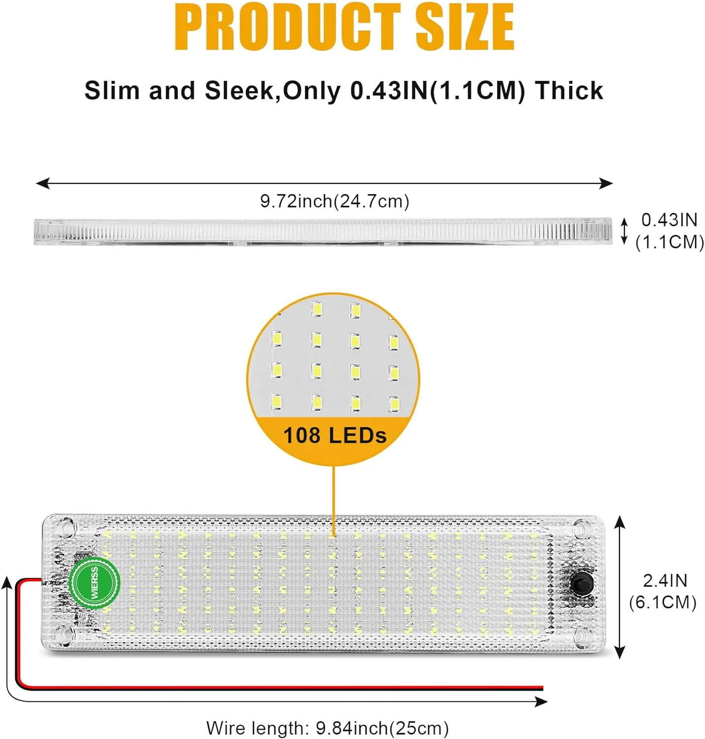 8 Pack 12v LED Interior Light Bar 2376LM DC 12 v Volt led Strip Ceiling Lights Lighting Fixture Inside with On/Off Switch for RV Enclosed Cargo Trailer Van Boat Car Camper
