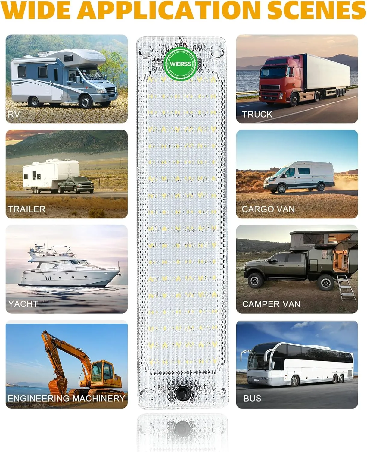 8 Pack 12v LED Interior Light Bar 2376LM DC 12 v Volt led Strip Ceiling Lights Lighting Fixture Inside with On/Off Switch for RV Enclosed Cargo Trailer Van Boat Car Camper