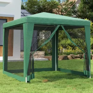 8.2'x8.2' Heavy Duty Gazebo with 4 Mesh Walls Green Outdoor Canopy Tent for Parties Patio Backyard Sun Protection and Insect Screening