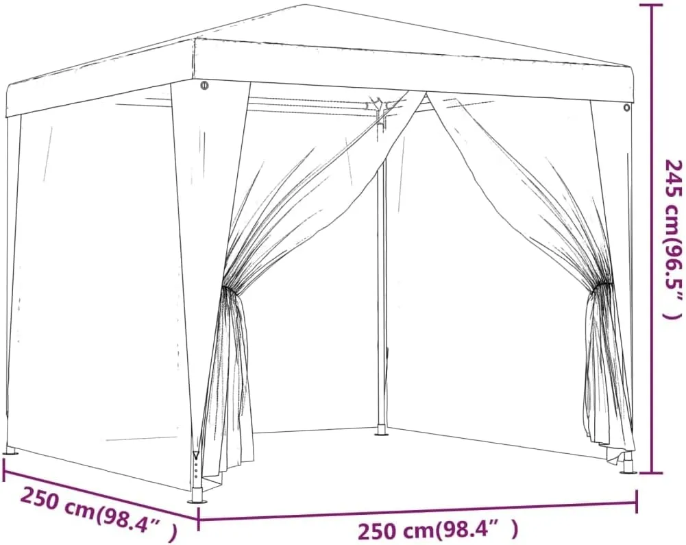 8.2'x8.2' Heavy Duty Gazebo with 4 Mesh Walls Green Outdoor Canopy Tent for Parties Patio Backyard Sun Protection and Insect Screening