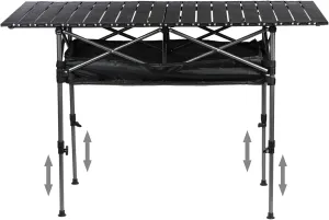 Adjustable Height (20"-31.5") Camping Table, Outdoor Folding Portable Picnic Camping Table with Storage Organizer and Carrying Bag (47.24"x21.65") 120cm