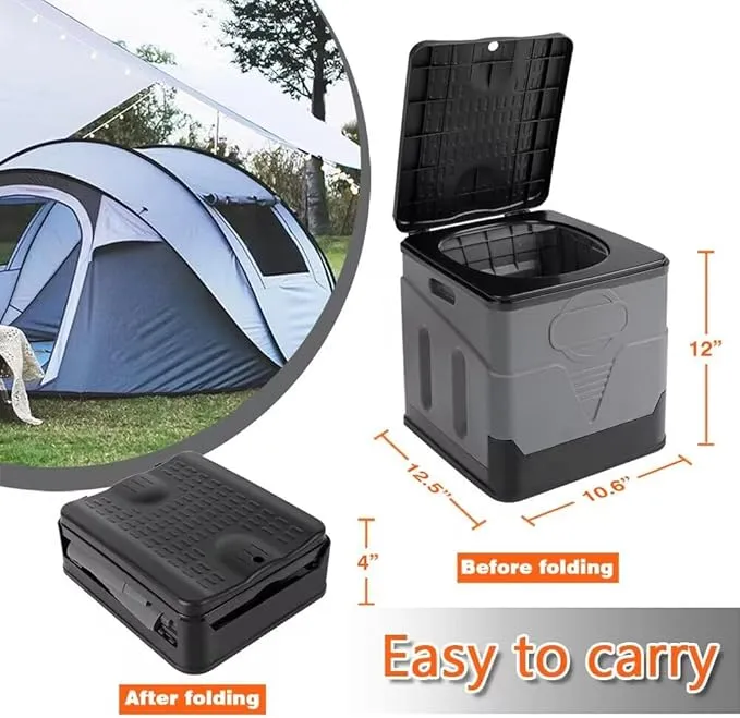 Adult Portable Toilet, Outdoor Camping Portable Toilet, Foldable Travel Toilet with Cover, Suitable for Hiking/Long-Distance Travel