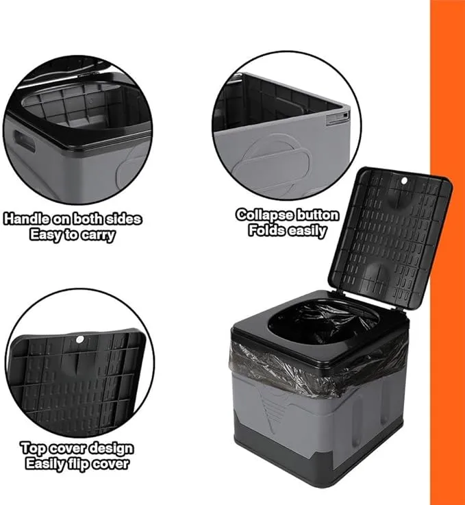 Adult Portable Toilet, Outdoor Camping Portable Toilet, Foldable Travel Toilet with Cover, Suitable for Hiking/Long-Distance Travel