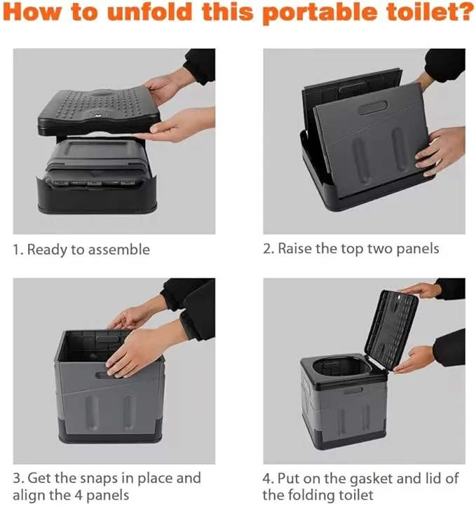 Adult Portable Toilet, Outdoor Camping Portable Toilet, Foldable Travel Toilet with Cover, Suitable for Hiking/Long-Distance Travel