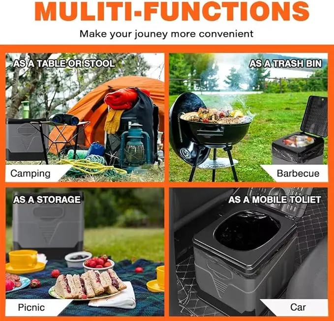 Adult Portable Toilet, Outdoor Camping Portable Toilet, Foldable Travel Toilet with Cover, Suitable for Hiking/Long-Distance Travel