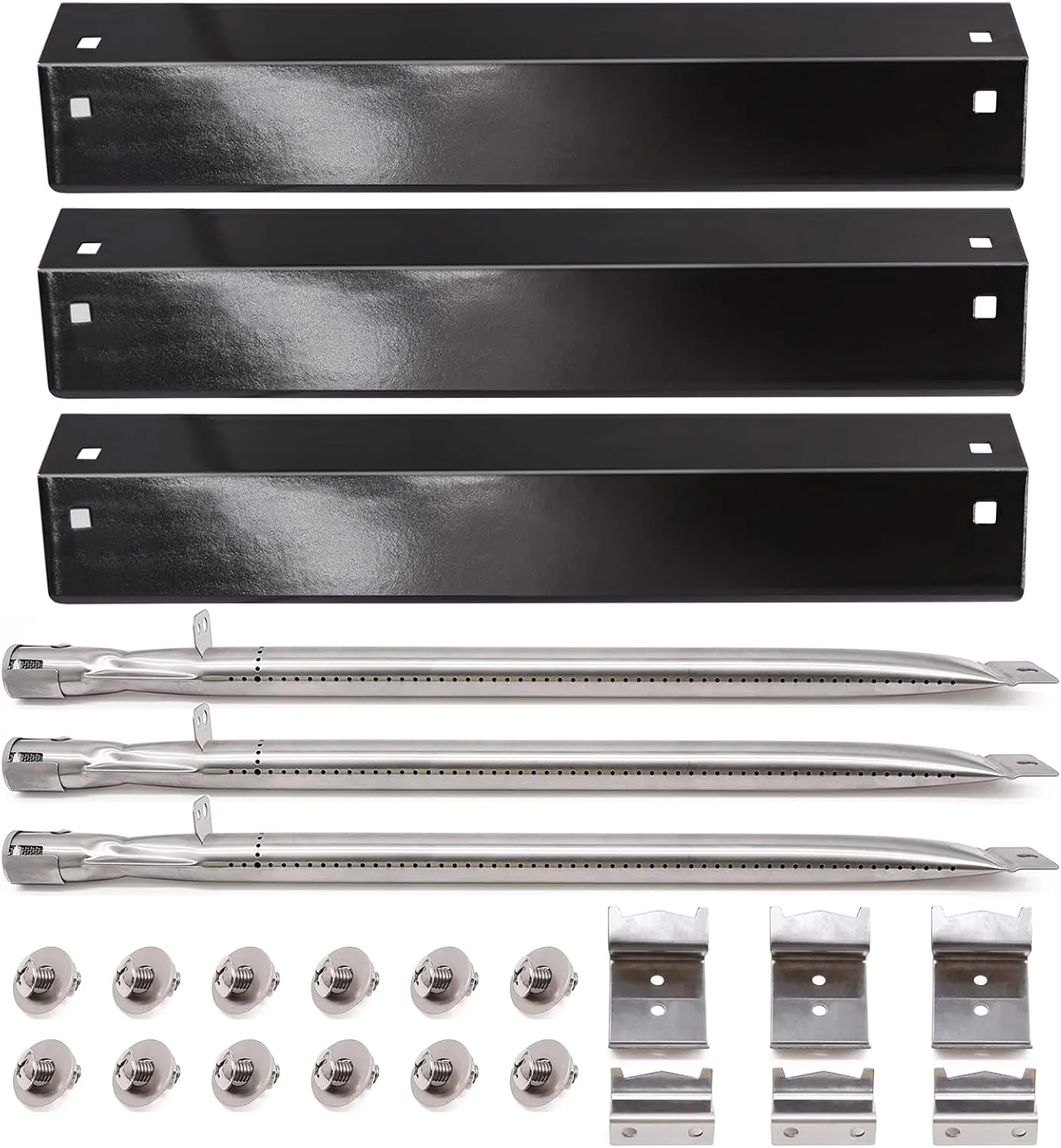 Adviace Grill Parts Kit Compatible with Chargriller 5050 3001 5650 3072 5072 3030 3008 5252 3000 4000 4208 Grill Replacement Parts, Flame Shields, Burner Pipes, Burner Tube/Flare Up Shield Support Kit