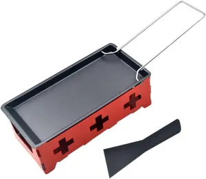 Alipis 1Set Portable Non Stick Cheese Grill Set for Camping Includes Baking Tray Red Stove Rack Small Spatula for Fondue Vegetables and More