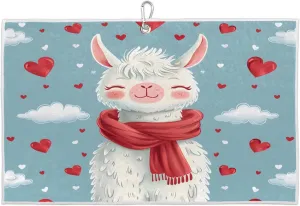 Alpacas Love Clouds Golf Towel with Heavy Duty Carabiner Ultra Absorbent Quick Dry Perfect for Cleaning Clubs Balls Gear Essential Golf Accessory for Men Women Kids
