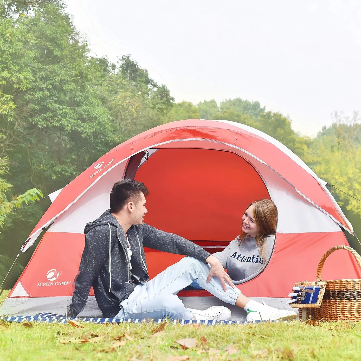 ALPHA CAMP 3/4 Person Camping Dome Tent with Carry Bag, Lightweight Waterproof Portable Backpacking Tent for Outdoor Camping/Hiking