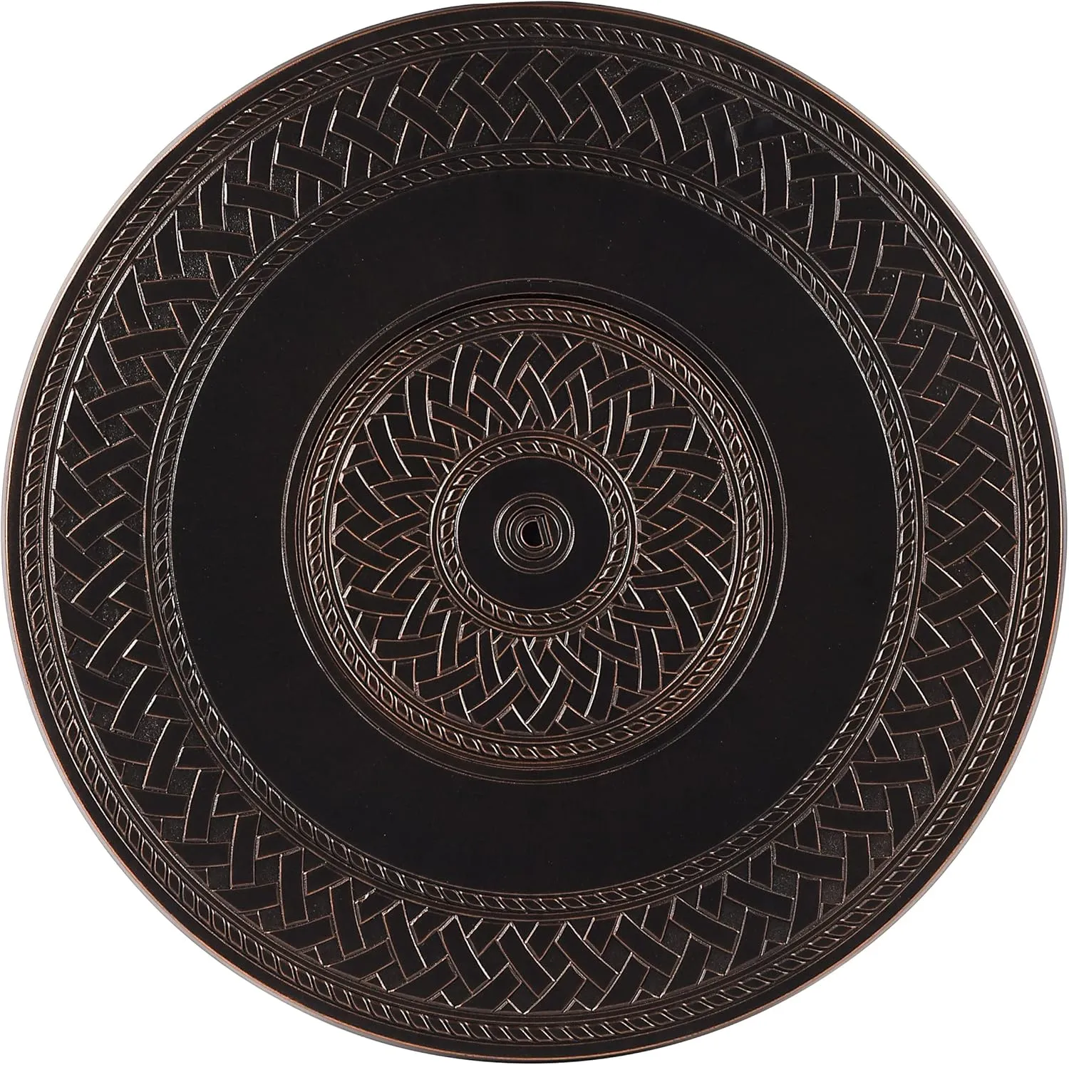 Aluminum 37,0000 BTU 34 in. Round Propane Black Fire Pit Table with Fire Beads, Lid, Propane Tank Cover and Table Fabric Covers in Copper Finish