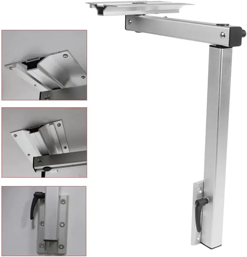 Aluminum Alloy Movable Table Leg 360° Rotation Adjustment Height Disassembly Suitable for Camping RV (Silver)