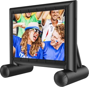 Amada 14 Feet Outdoor Inflatable Movie Screen, Projector Screen with Fast Low-Noise Air, Support Front Rear Projection for Backyard Movie Night, Home Theater, Theme Party, AMPJ04