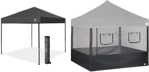 Ambassador (10' x 10') Instant Canopy Shelter Tent Bundle with Food Booth Sidewall Kit and Spike Set