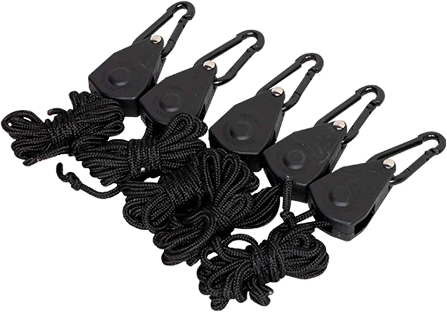 Ameristep Hunting 1/8" Premium Nylon Ratching Quick-Cinch/Release Ground Blind Tie Down Cords with Carabiners, 5-Pack
