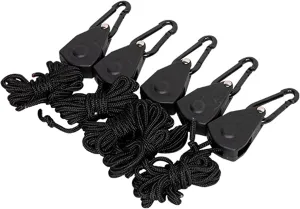 Ameristep Hunting 1/8" Premium Nylon Ratching Quick-Cinch/Release Ground Blind Tie Down Cords with Carabiners, 5-Pack