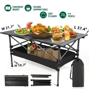 AMTPM Foldable Camping Table with Ultralight Aluminum Beach Table for Sand, portable Foding Table for 4-6 Person, Perfect Outdoor Table for Outdoor Activities like Camping, Beach Trips, Fishing.