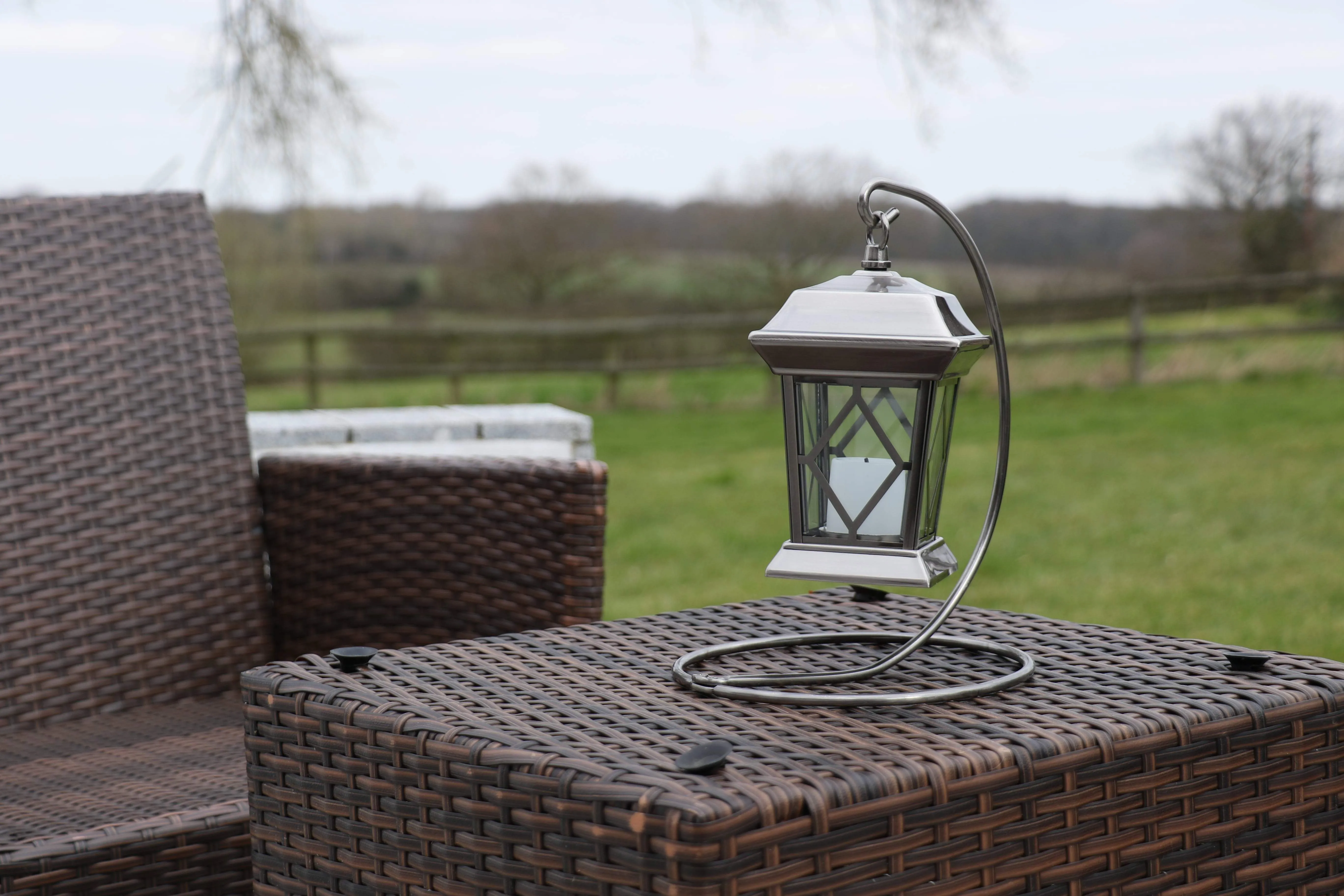 Antique Silver Ornate Battery Operated Lantern