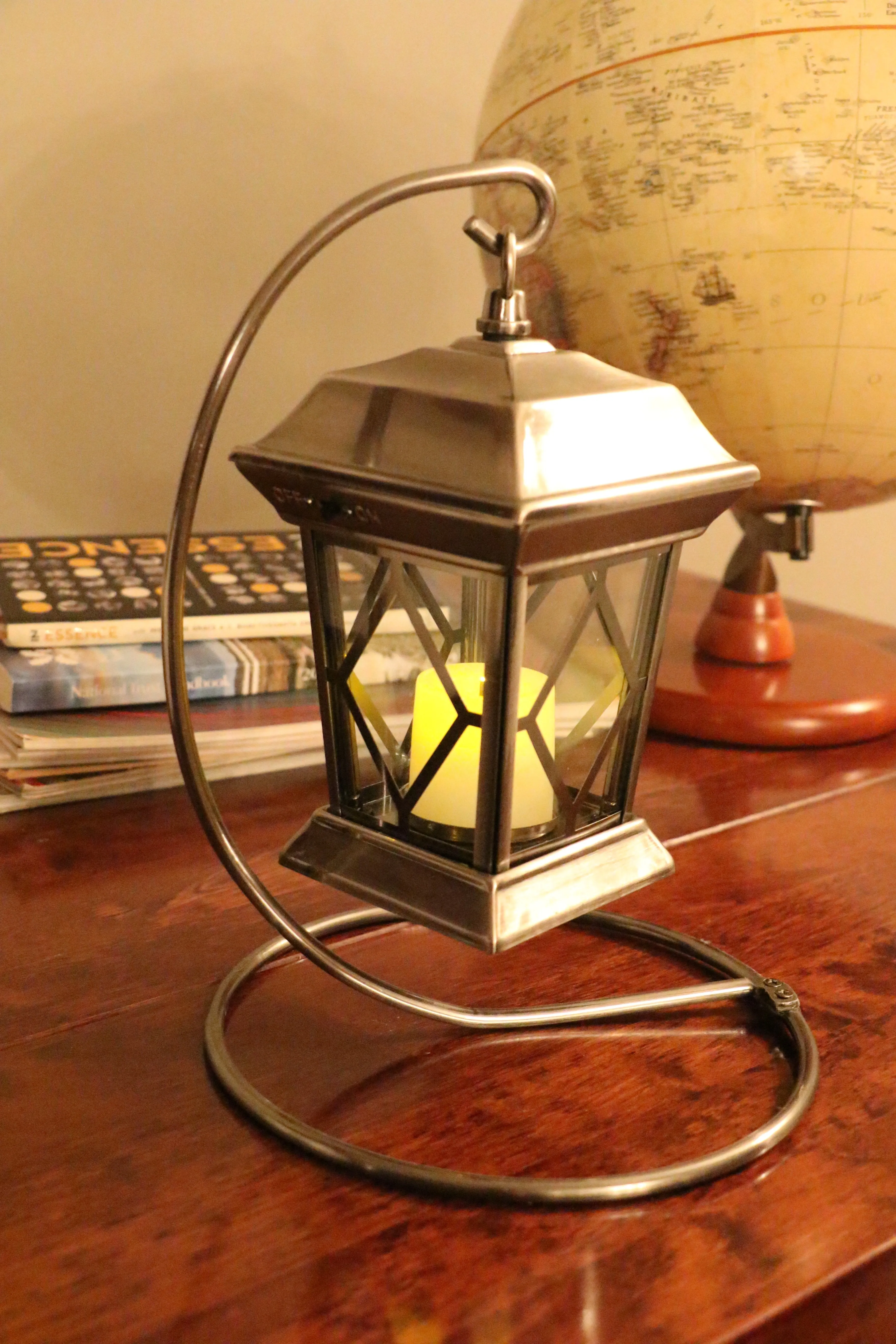 Antique Silver Ornate Battery Operated Lantern