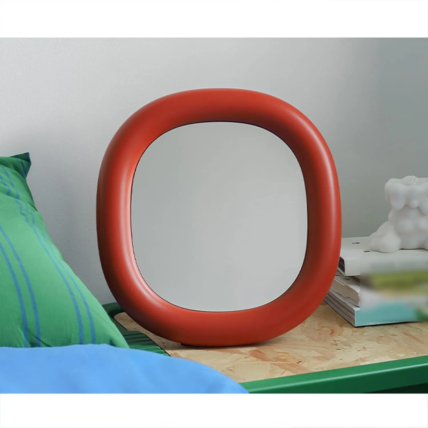 APLUSH Beauty Makeup Mirror, Portable Bedroom Tabletop Vanity Mirror, Wall Mounted Makeup Mirror(Red)