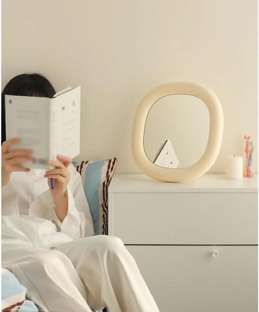 APLUSH Beauty Makeup Mirror, Portable Bedroom Tabletop Vanity Mirror, Wall Mounted Makeup Mirror(Red)