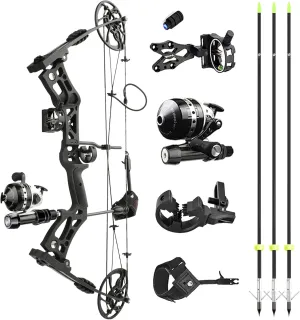 Archery Bowfishing Compound Bow Kit RTH 30-70 LBS Draw Length 23.5"-31", IBO 325FPS, Target Shooting Bow with Accessories for Bowfishing Archery Hunting