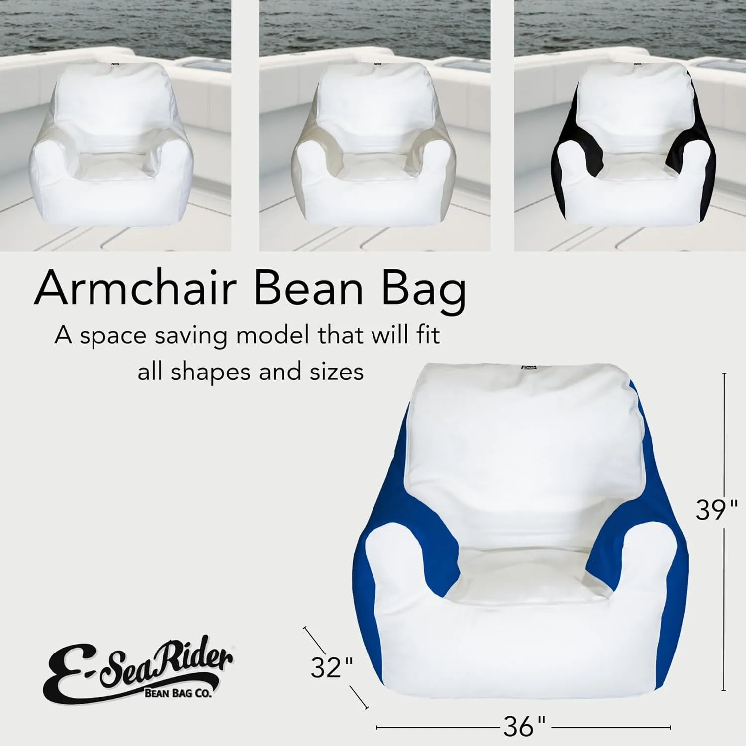 Armchair Marine Beanbag, Medium, Multi (White/Grey)