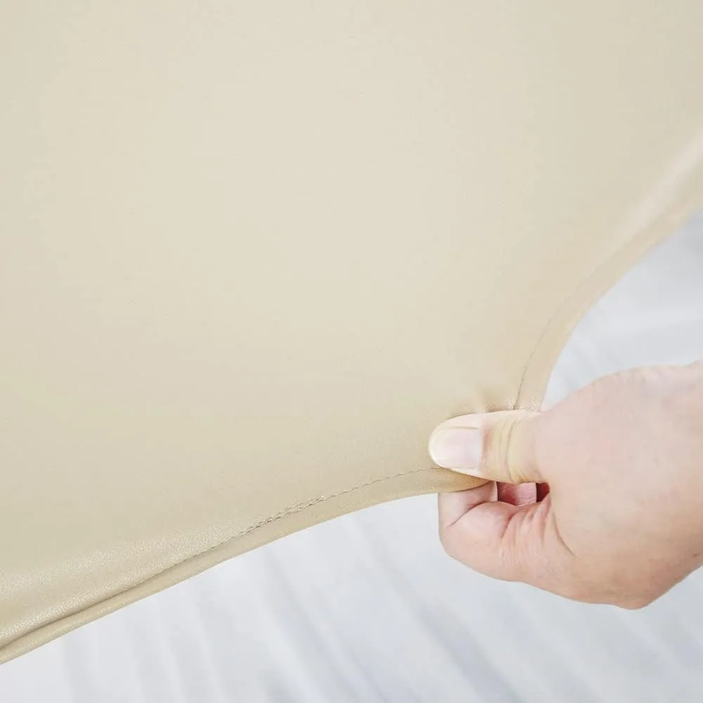 ARTABLE Massage Table Protection Cover Universal Fabric Fitted PU Vinyl Leather Bed Sheet Tables 28-32" Wide Fits Round&Square Corner Tables 1 Count (Beige, 30 x 70 Inch)