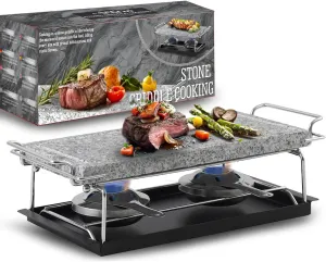 Artestia Cooking Stones for Grilling Smokeless Korean BBQ Grill Indoor Outdoor Grill Removable Natural Cooking Stone Fast Heating, Ideal for Dinner and Family Fun