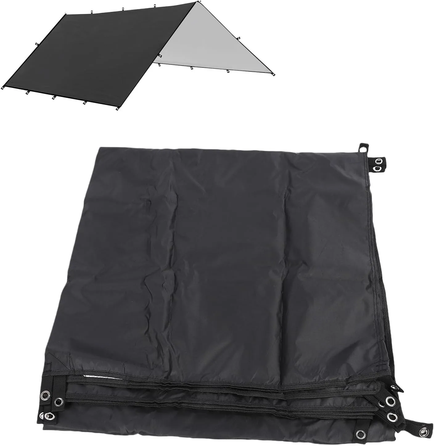 Asixxsix Rain Proof Tent Tarp, Tarp for Outdoor, Lightweight with Ground Nails and Wind Proof Ropes, Sun and Rain Protection Camping Awning, for Camping, Picnics, Family Gatherings