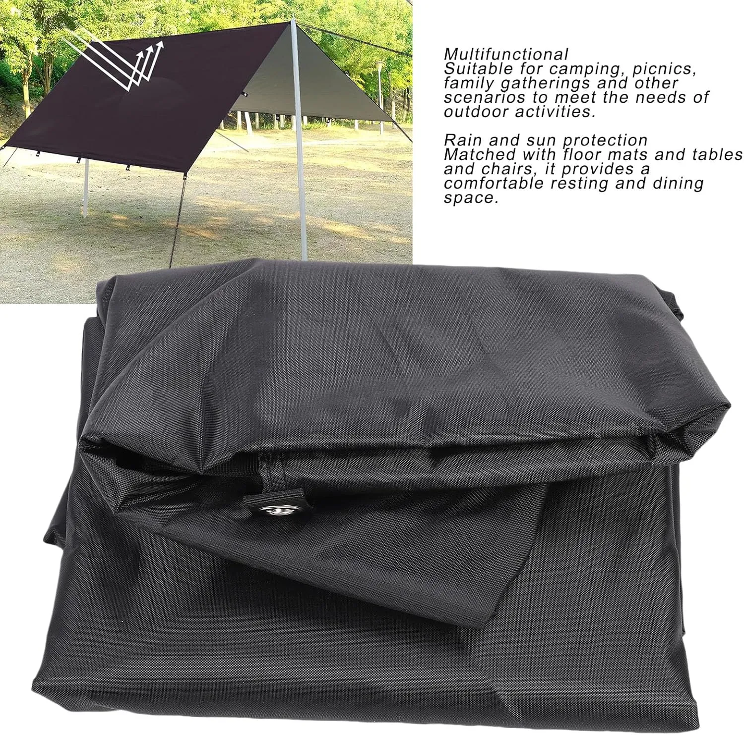 Asixxsix Rain Proof Tent Tarp, Tarp for Outdoor, Lightweight with Ground Nails and Wind Proof Ropes, Sun and Rain Protection Camping Awning, for Camping, Picnics, Family Gatherings