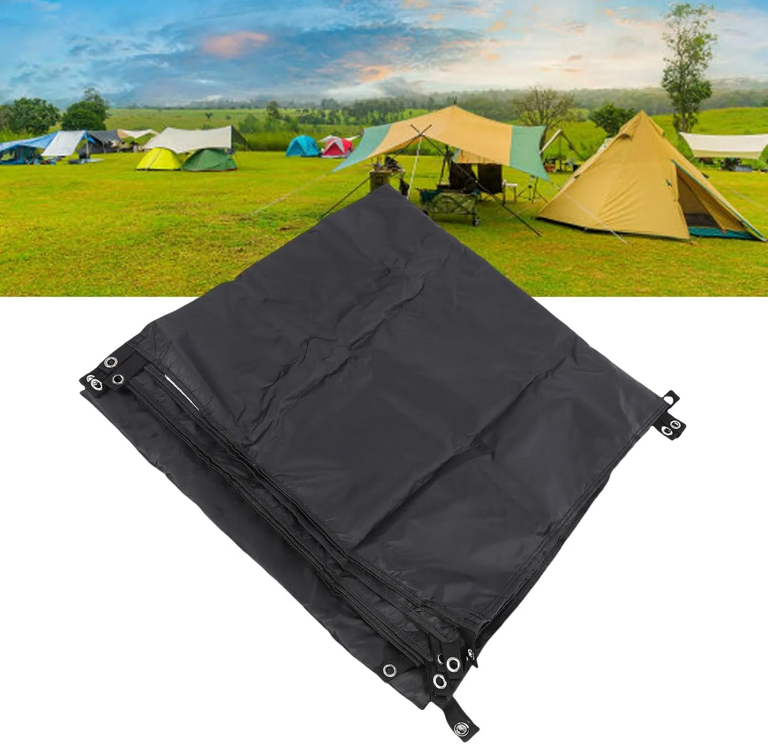 Asixxsix Rain Proof Tent Tarp, Tarp for Outdoor, Lightweight with Ground Nails and Wind Proof Ropes, Sun and Rain Protection Camping Awning, for Camping, Picnics, Family Gatherings