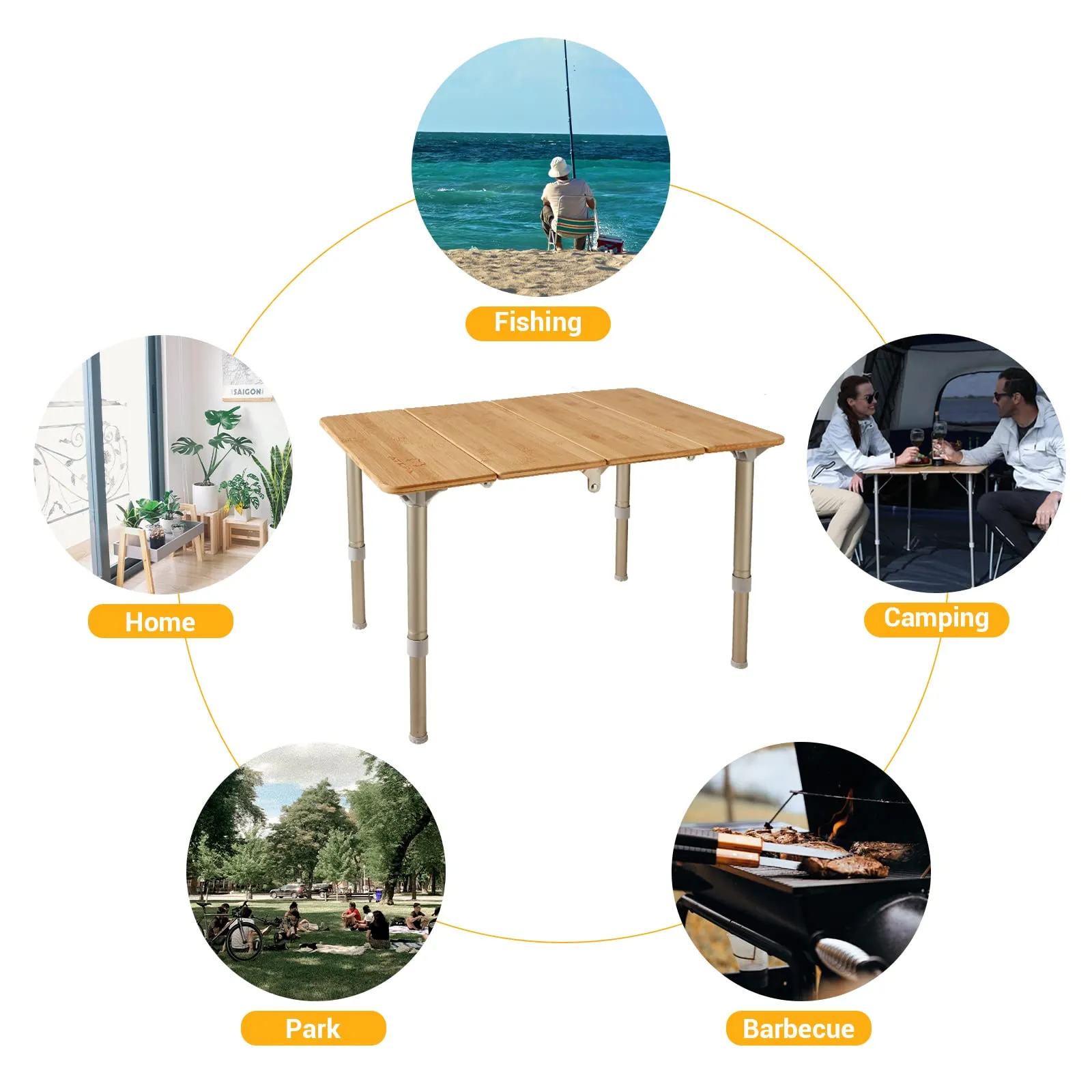ATEPA 6060 Square Four-Fold Bamboo Table