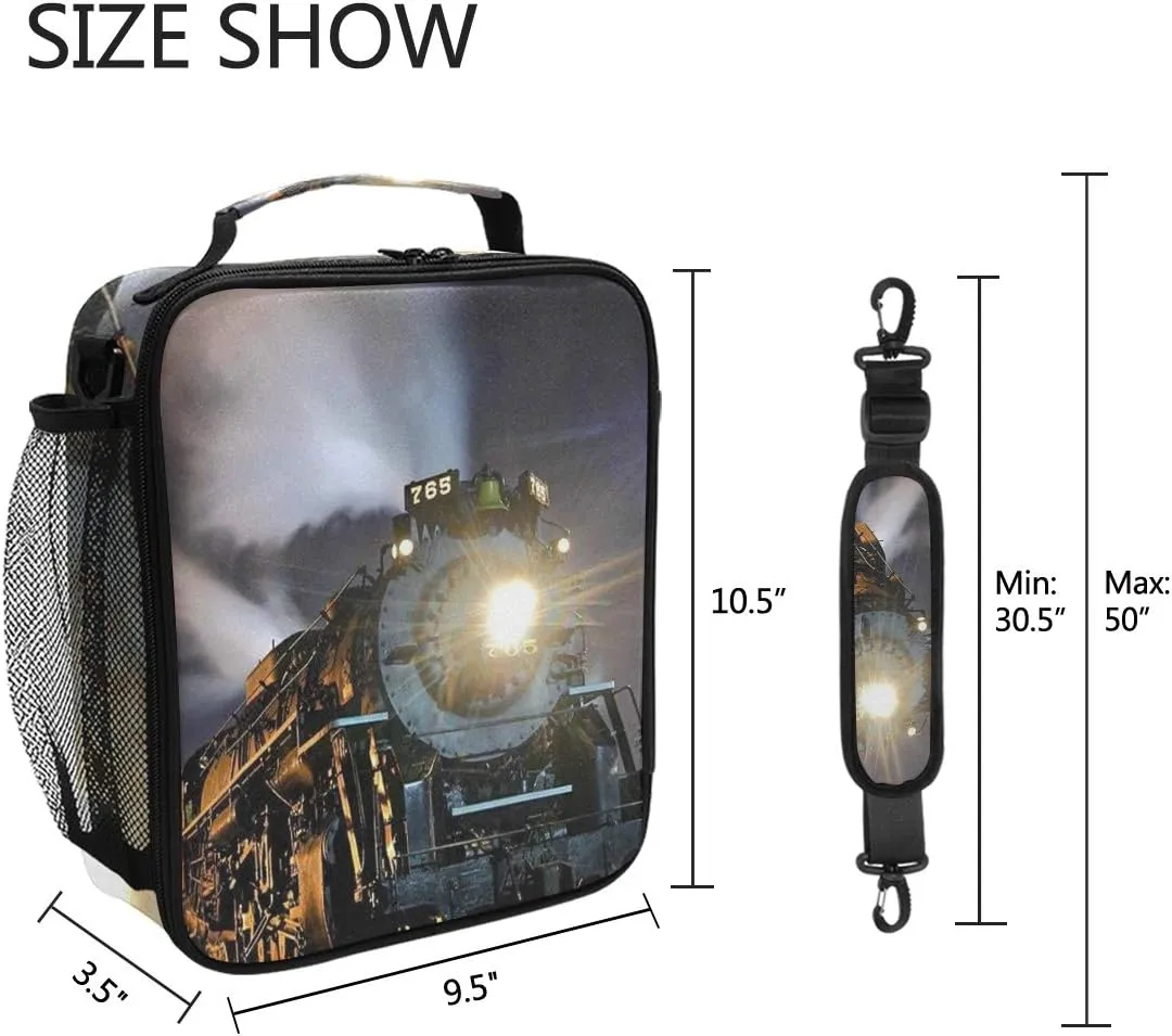 AUUXVA Lunch Box Bag - Steam Train, Canvas, 10.5"(H)x3.5"(W)x9.5"(L), For 3-Years and Up