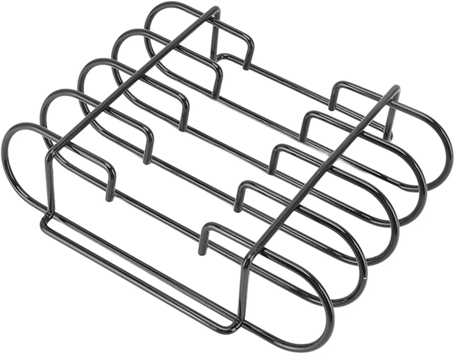 Azusumi Rib Rack, 4 Rows Capacity, Compact, Portable, Iron Material, Black, Reusable, Grill, Standing Rib Rack for Camping