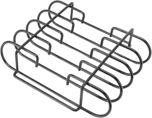 Azusumi Rib Rack, 4 Rows Capacity, Compact, Portable, Iron Material, Black, Reusable, Grill, Standing Rib Rack for Camping