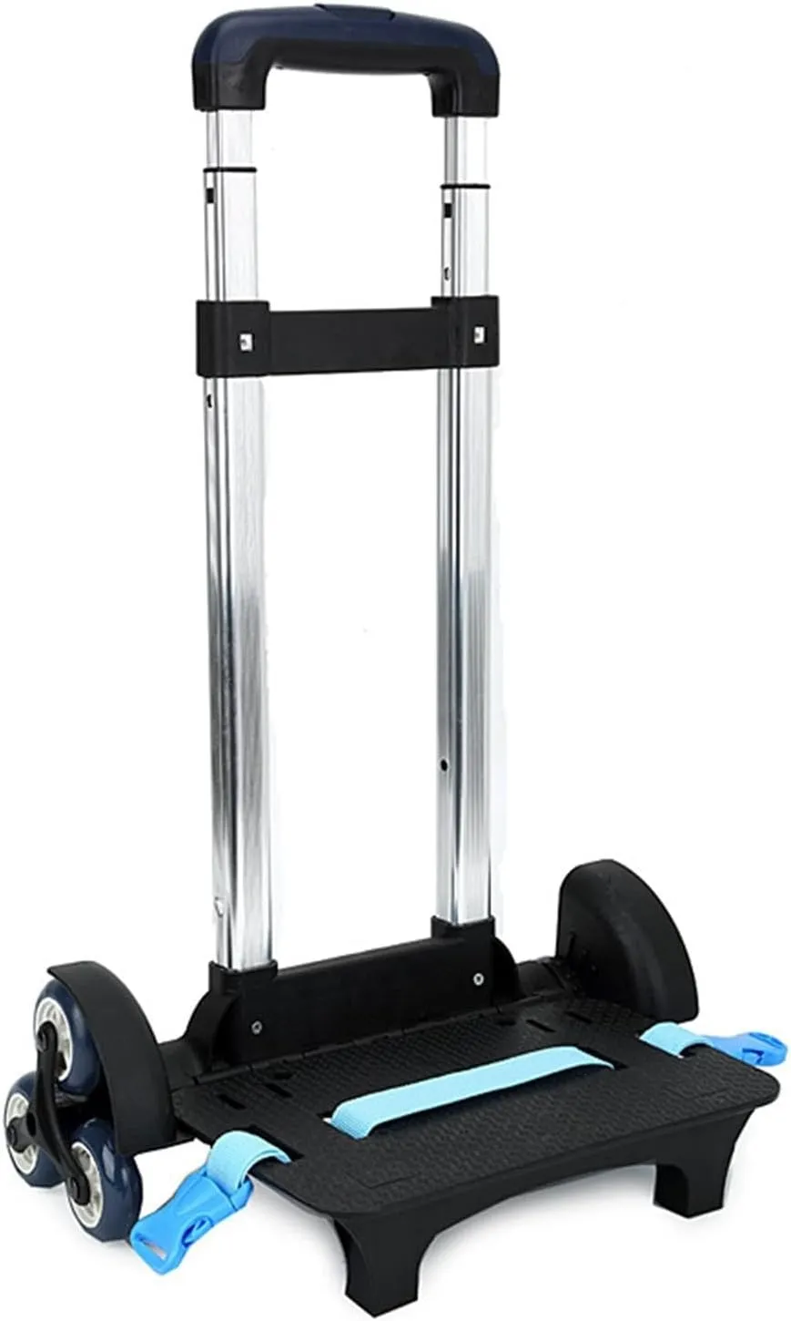 Backpack Trolley Backpack Hand Truck Aluminum Alloy Telescopic Rod Wheeled Hand Trolley Luggage Cart for Camping Travel, 2 Wheel Dark Blue