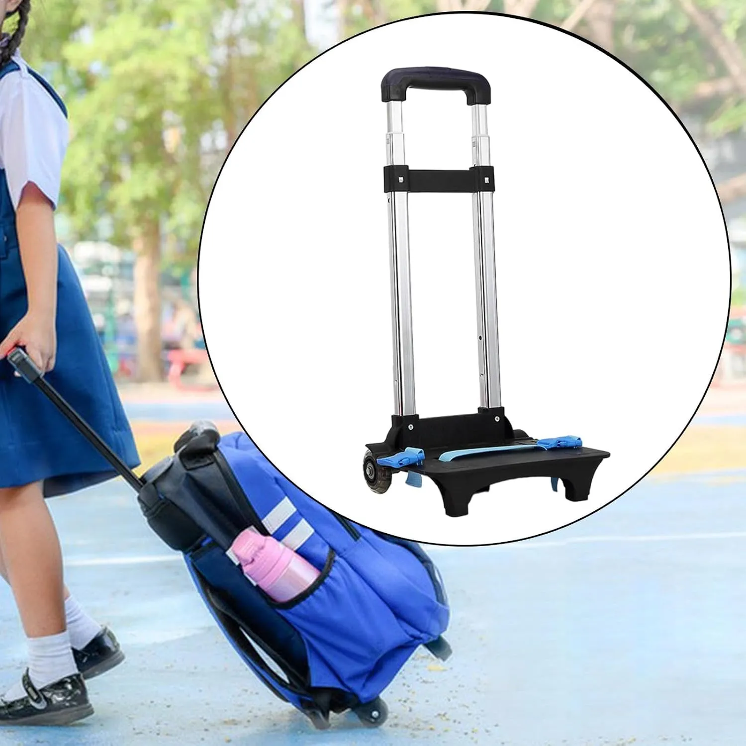 Backpack Trolley Backpack Hand Truck Aluminum Alloy Telescopic Rod Wheeled Hand Trolley Luggage Cart for Camping Travel, 2 Wheel Dark Blue