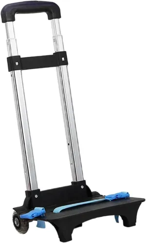 Backpack Trolley Backpack Hand Truck Aluminum Alloy Telescopic Rod Wheeled Hand Trolley Luggage Cart for Camping Travel, 2 Wheel Dark Blue