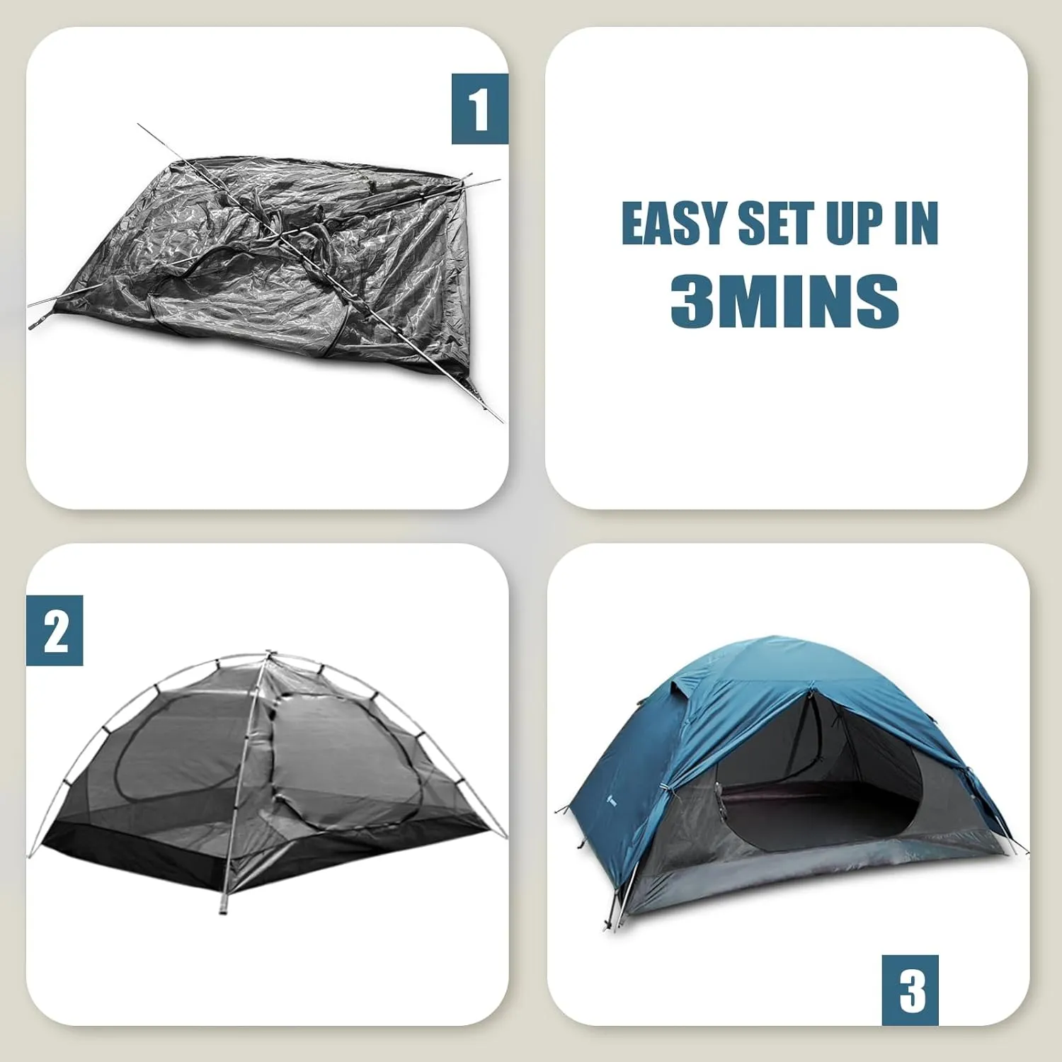 Backpacking Tent for Camping 2/3/4 Person Hiking Ultralight Tent for Waterproof Windproof Outdoor Tents Easy Setup Two Doors Double Layer Lightweight Instant Tents