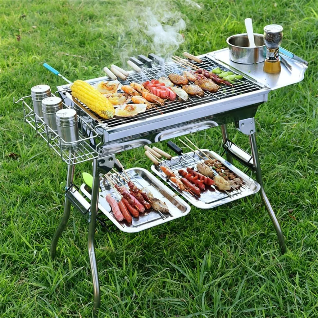 Barbecue Equipment, Outdoor Camping Barbecue Stove Detachable And Foldable Charcoal Grill Rack